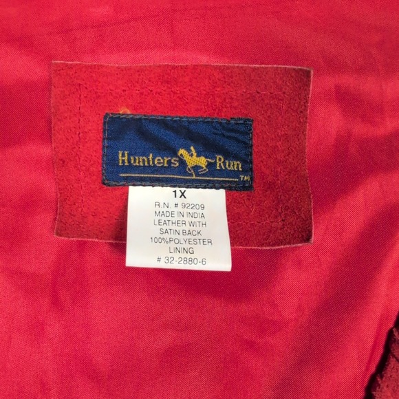 Hunters Run Leather Vest Western Suede Button Front Red Sleeveless 1X‎ - Picture 2 of 7